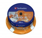 Verbatim DVD-R 16x 4,7GB wide inkjet printable, AZO ( 43538), set/25 bucati spindle
