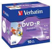 VERBATIM DVD+R 16X 4,7GB 10 x Printable Jewel Case