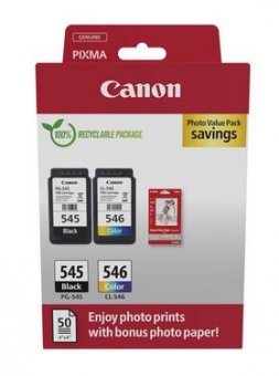 Canon PG-545 + CL-546 Pachet cartuse originale (Black & Colour + 10x15 Photo Paper 50 coli) (PG545+CL546)