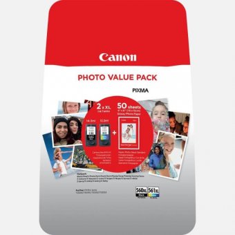 Canon PG-560XL/CL-561XL Photo Value, Pachet cartuse Black+Color+50coli,  (PG560XL/CL561XL)