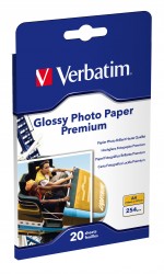 Verbatim Premium Glossy Photo Paper A4, 20 coli, 254gsm