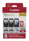 Canon 2x PG-560XL + CL-561XL Pachet 3 cartuse + hartie foto (2x Black + 1x Tricolor + 10x15 Photo Paper 50 coli) (PG560XL+CL561XL)