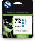HP 3ED77A pachet 3 cartuse cerneala Cyan, 3 x 29 ml, (HP712)