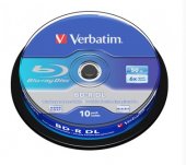 VERBATIM BD-R DL 6X 50GB WHITE BLUE, 10/Spindle