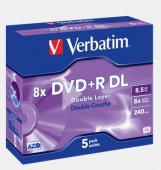  VERBATIM DVD+R 8X 8,5GB DL, 5 x Jewel Case